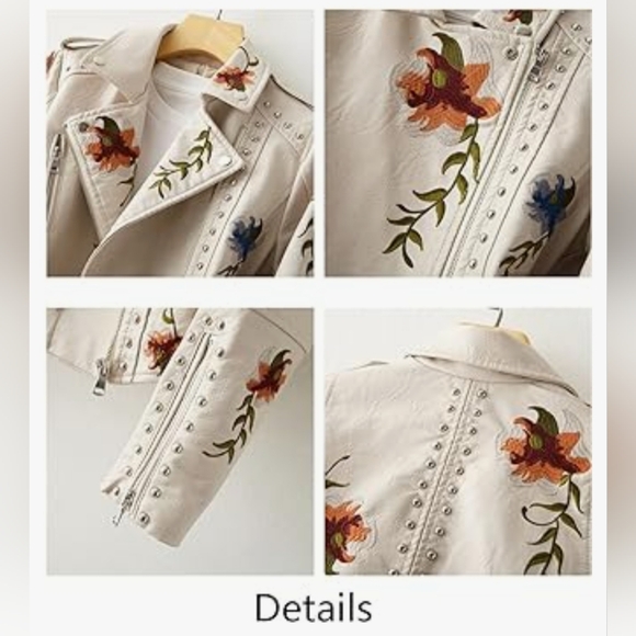 Embroidered Floral Moto Jacket - Picture 5 of 5